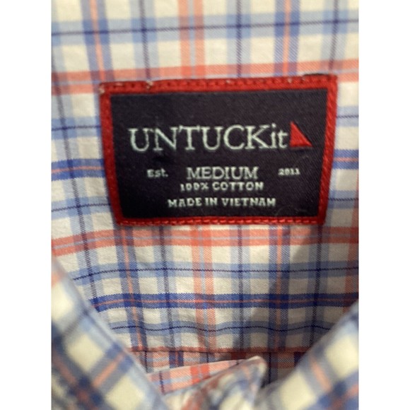 Untuckit‎ Mens Button Down Long Sleeve Shirt Size Medium Check - Picture 3 of 4